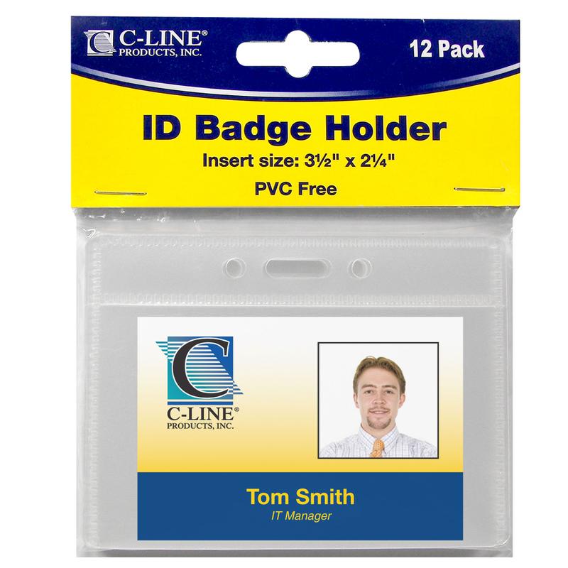C-Line Poly ID Badge Holders Horizontal 12Pk