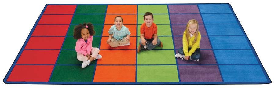Carpets for Kids Colorful Rows Seating Rug (Seats 25), 6' x 9 ...