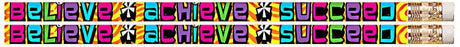 Believe Achieve Succeed 12Pk Motivational Fun Pencils
