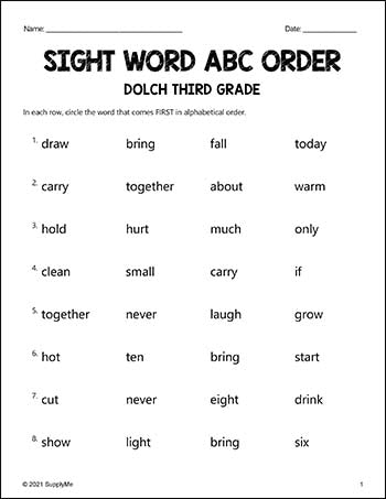Third Grade Sight Words Bundle - Dolch 3rd Grade Sight Word Worksheets, Printables, Flash Cards, And More - 24 Activities