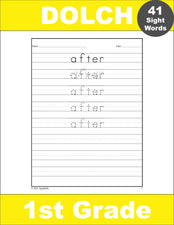 First Grade Sight Words Tracing Worksheets, All 41 Dolch 1st Grade Sight Words, 10 Variations (Print, D'Nealian, And Cursive), 410 Total Pages