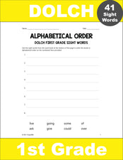 First Grade Sight Words Worksheets - Alphabetical Order, All 41 Dolch 1st Grade Sight Words