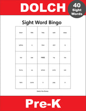 Pre-Primer Dolch Sight Words Bingo, Pre-K