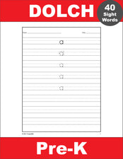 Pre-Primer Dolch Sight Words Tracing Worksheets, All 40 Sight Words, 10 Variations (Print, D'Nealian, And Cursive), 400 Total Pages, Pre-K
