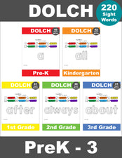 Sight Word Worksheets - Rainbow Roll And Write, 3 Variations,  All 220 Dolch Sight Words, Grades PreK-3, 660 Total Pages