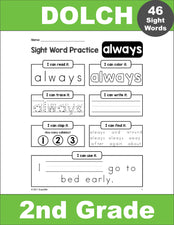 Second Grade Sight Words Worksheets, 46 Pages Of Dolch 2nd Grade Sight Words Practice