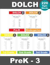 Sight Word Worksheets - Sight Words Matching, 4 Variations,  All 220 Dolch Sight Words, Grades PreK-3, 119 Total Pages