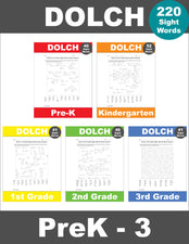 Sight Words Word Searches - 12 Variations, All 220 Dolch Sight Words, Grades PreK-3