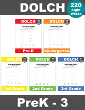 Sight Words Worksheets - Word Shapes, 3 Variations, All 220 Dolch Sight Words, Grades PreK-3