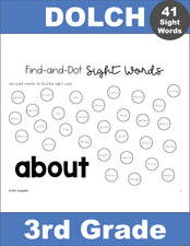 Third Grade Sight Word Worksheets - Find And Dot Sight Words, All 41 Dolch 3rd Grade Sight Words, 41 Pages