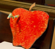 Back-To-School Craft - Stamped Apple + Fruit Loop Worm