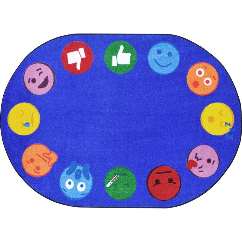 Emoji Edge™ Classroom Circle Time & Seating Rug, 7'8" x 10'9" Oval