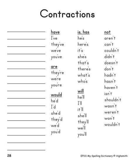 My Spelling Dictionary