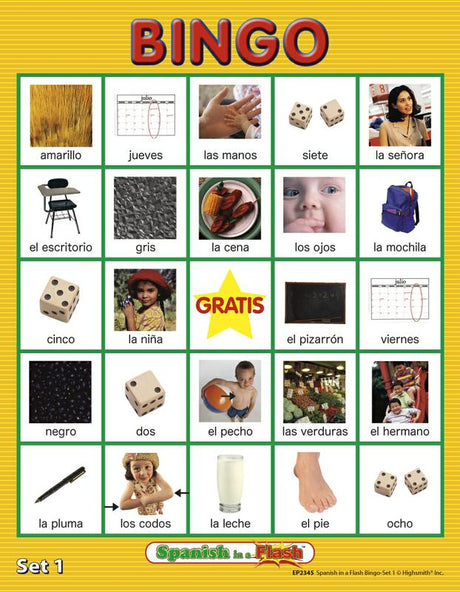 Spanish in a Flash Bingo Game, Set 1