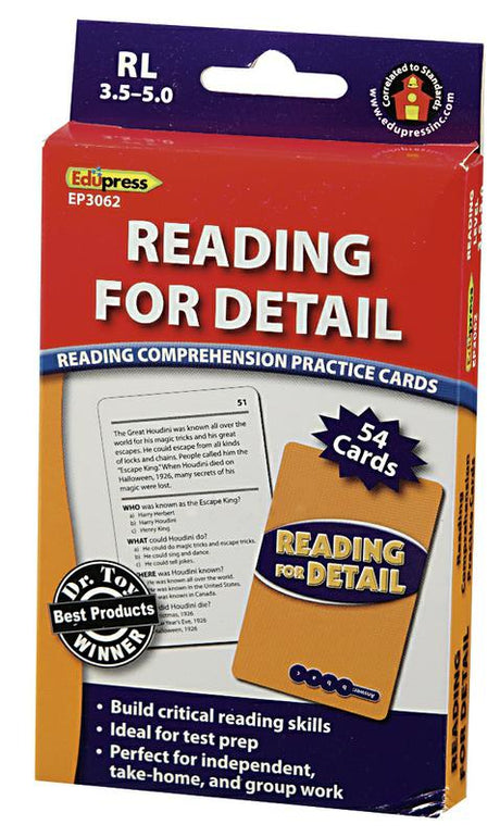 Reading for Detail Practice Cards, Blue Level