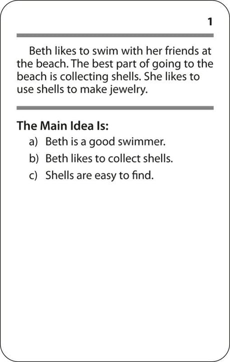 Main Idea Practice Cards, Red Level