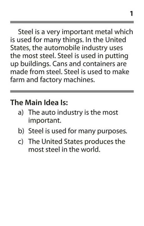 Main Idea Practice Cards, Blue Level