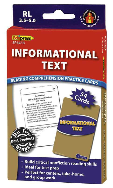 Informational Text Reading Comprehension Practice Cards, Blue Level