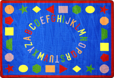 First Lessons© Alphabet & Numbers Classroom Rug, 5'4" x 7'8" Rectangle Blue