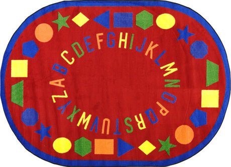 First Lessons© Alphabet & Numbers Classroom Rug, 7'7"  Round Red