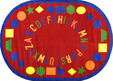 First Lessons© Alphabet & Numbers Classroom Rug, 7'7"  Round Red