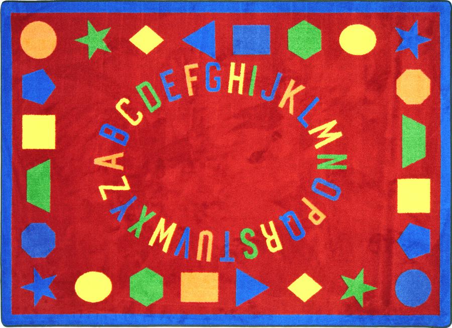 First Lessons© Alphabet & Numbers Classroom Rug, 3'10" x 5'4" Rectangle Red