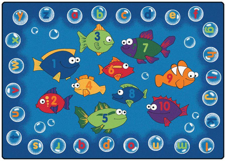 Fishing for Literacy Alphabet & Numbers Classroom Circle Time Rug, 6' x 9' Rectangle