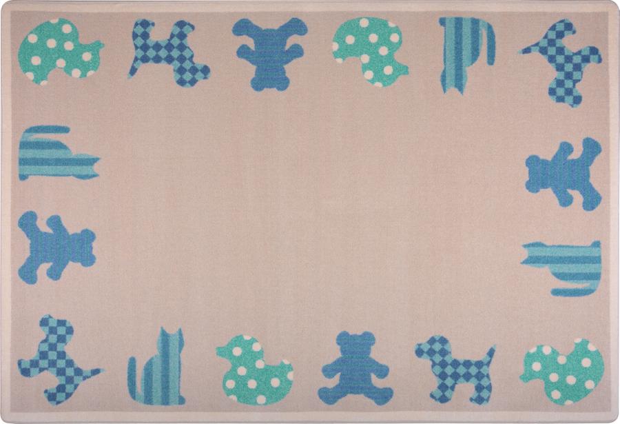 Frisky Friends© Classroom Rug, 7'8" x 10'9" Rectangle Blue