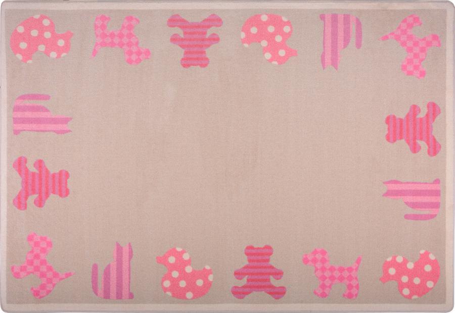 Frisky Friends© Classroom Rug, 7'8" x 10'9" Rectangle Pink