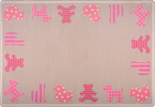Frisky Friends© Kid's Play Room Rug, 5'4" x 7'8" Rectangle Pink
