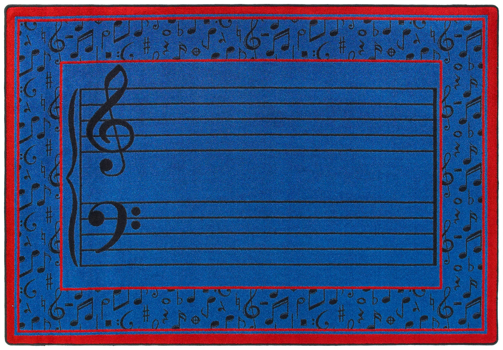 Fully Staffed© Classroom Rug, 7'8" x 10'9" Rectangle Blue