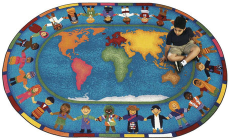 Hands Around the World© Classroom Rug, 7'8" x 10'9"  Oval