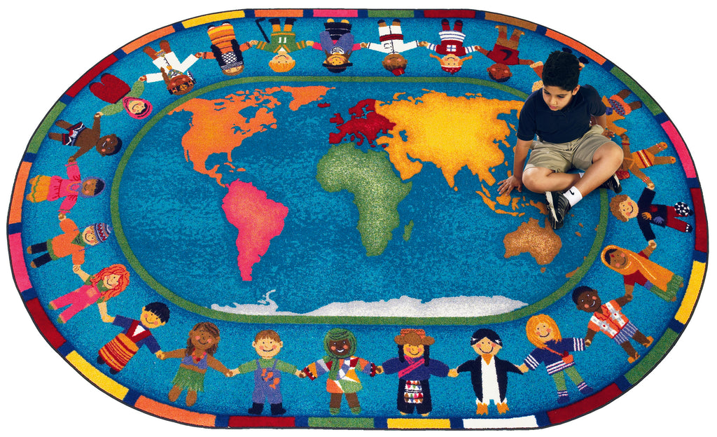 Hands Around the World© Classroom Rug, 5'4" x 7'8"  Oval