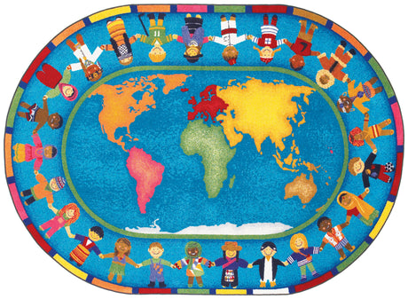 Hands Around the World© Classroom Rug, 5'4" x 7'8"  Oval