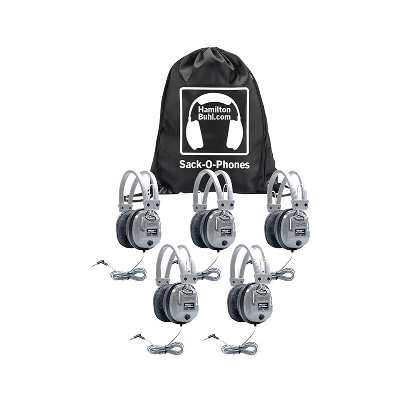 Sack-O-Phones, 5 SC7V Deluxe Headphones with Volume Control in a Carry Bag