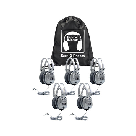 Sack-O-Phones, 5 SC7V Deluxe Headphones with Volume Control in a Carry Bag