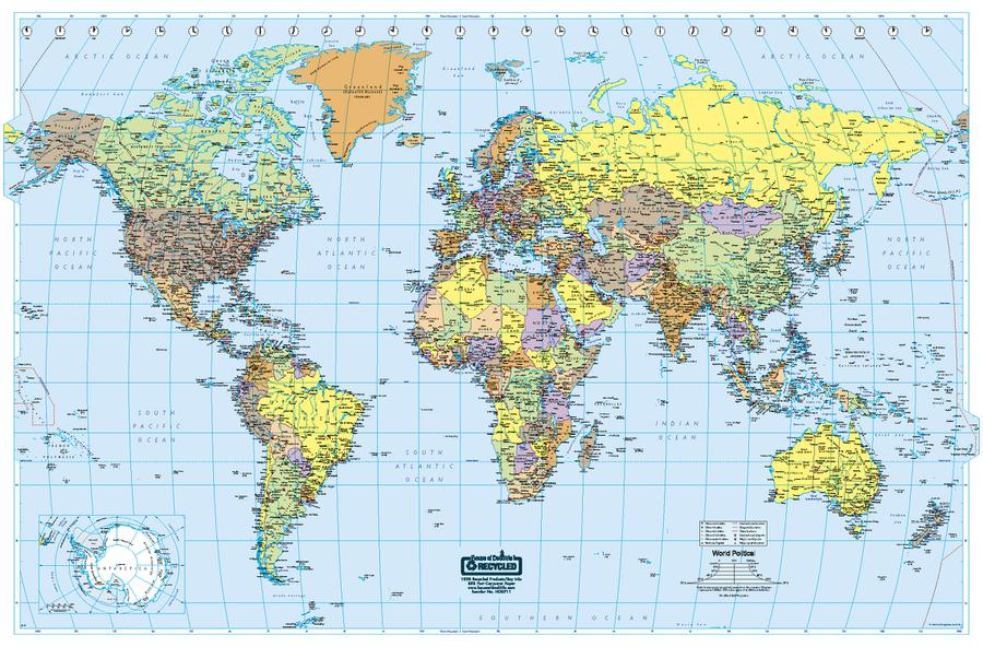 U.S. & World Maps: Laminated World Map 38 x 25