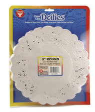 Round Paper Lace Doilies, 8" White