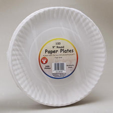 Paper Plates 9 Inch, 100 Pack 