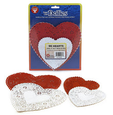 Heart Paper Lace Doilies, Red & White