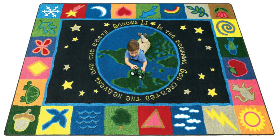 In the Beginning© Sunday School Rug, 7'7"  Round