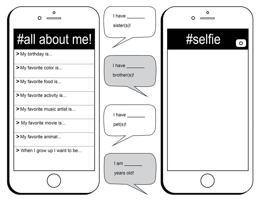 "All About Me" Social Media Themed FREE Printable Worksheet