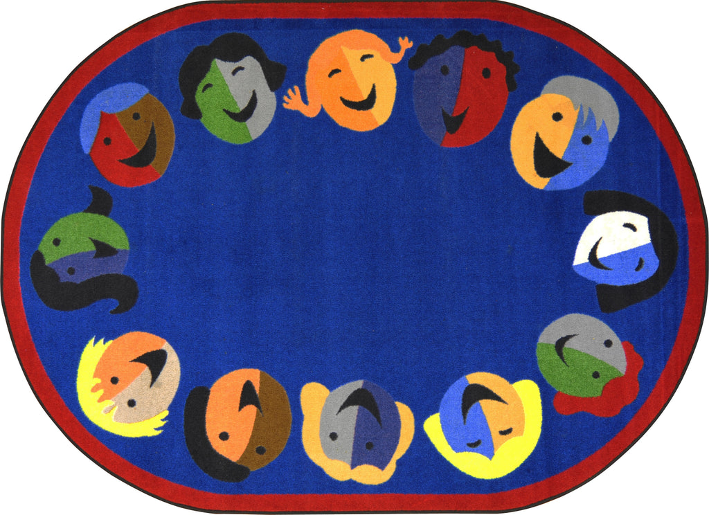 Joyful Faces© Classroom Rug, 7'8" x 10'9"  Oval Blue