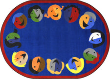 Joyful Faces© Classroom Rug, 5'4" x 7'8"  Oval Blue