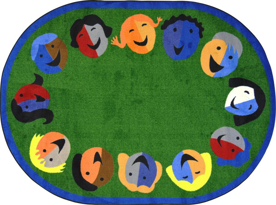 Joyful Faces© Classroom Rug, 7'8" x 10'9"  Oval Green
