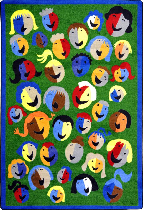 Joyful Faces© Classroom Rug, 3'10" x 5'4" Rectangle Green
