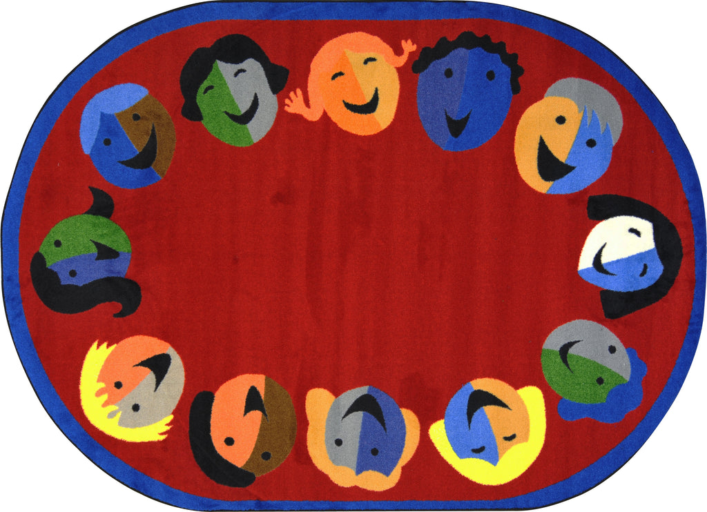 Joyful Faces© Classroom Rug, 7'7"  Round Red