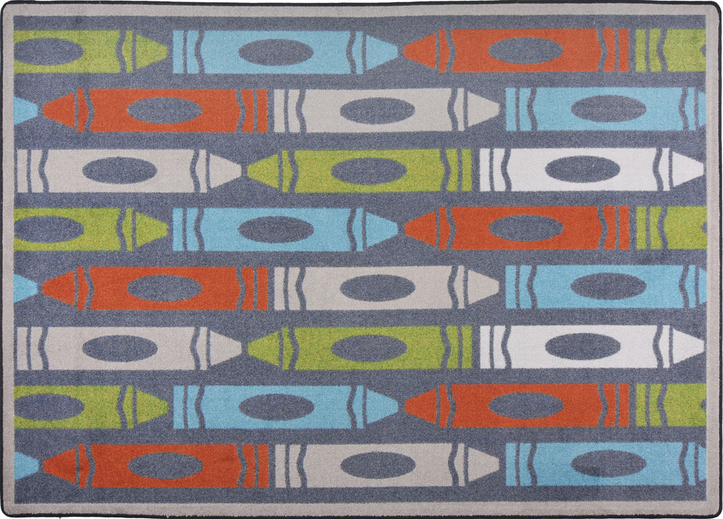 Jumbo Crayons© Classroom Rug, 5'4" x 7'8" Rectangle Chalkdust