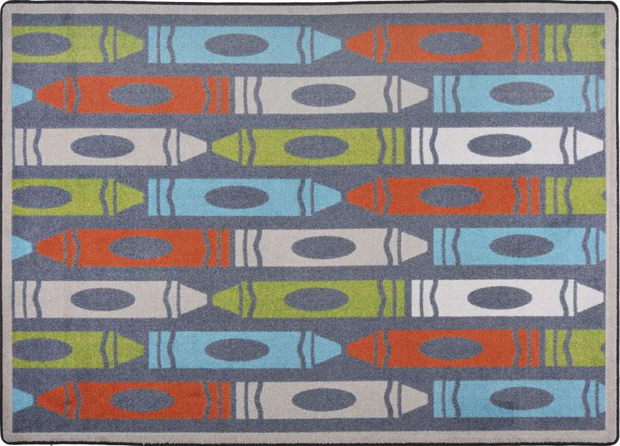Jumbo Crayons© Classroom Rug, 3'10" x 5'4" Rectangle Chalkdust