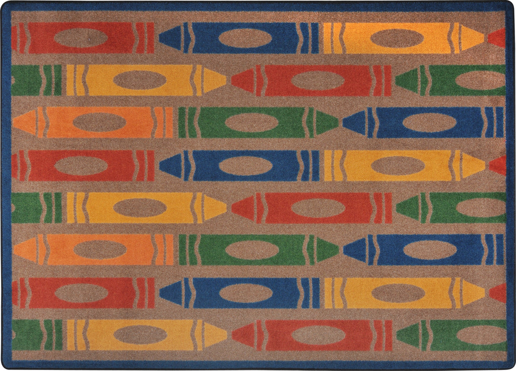 Jumbo Crayons© Classroom Rug, 5'4" x 7'8" Rectangle Earthtone